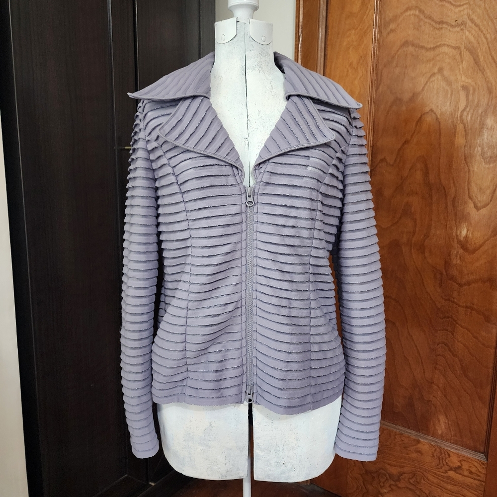 Clara Sun Woo Metallic Sheer Double Zipper Jacket Size Medium m